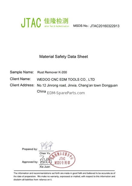 China WEDOO CNC EDM TOOLS CO. LTD Certification